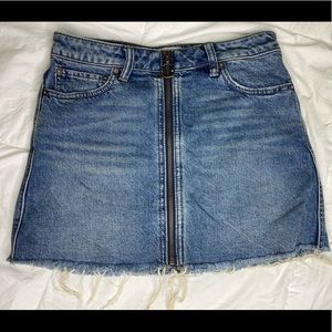 Free People O Zipper Denim Mini Skirt